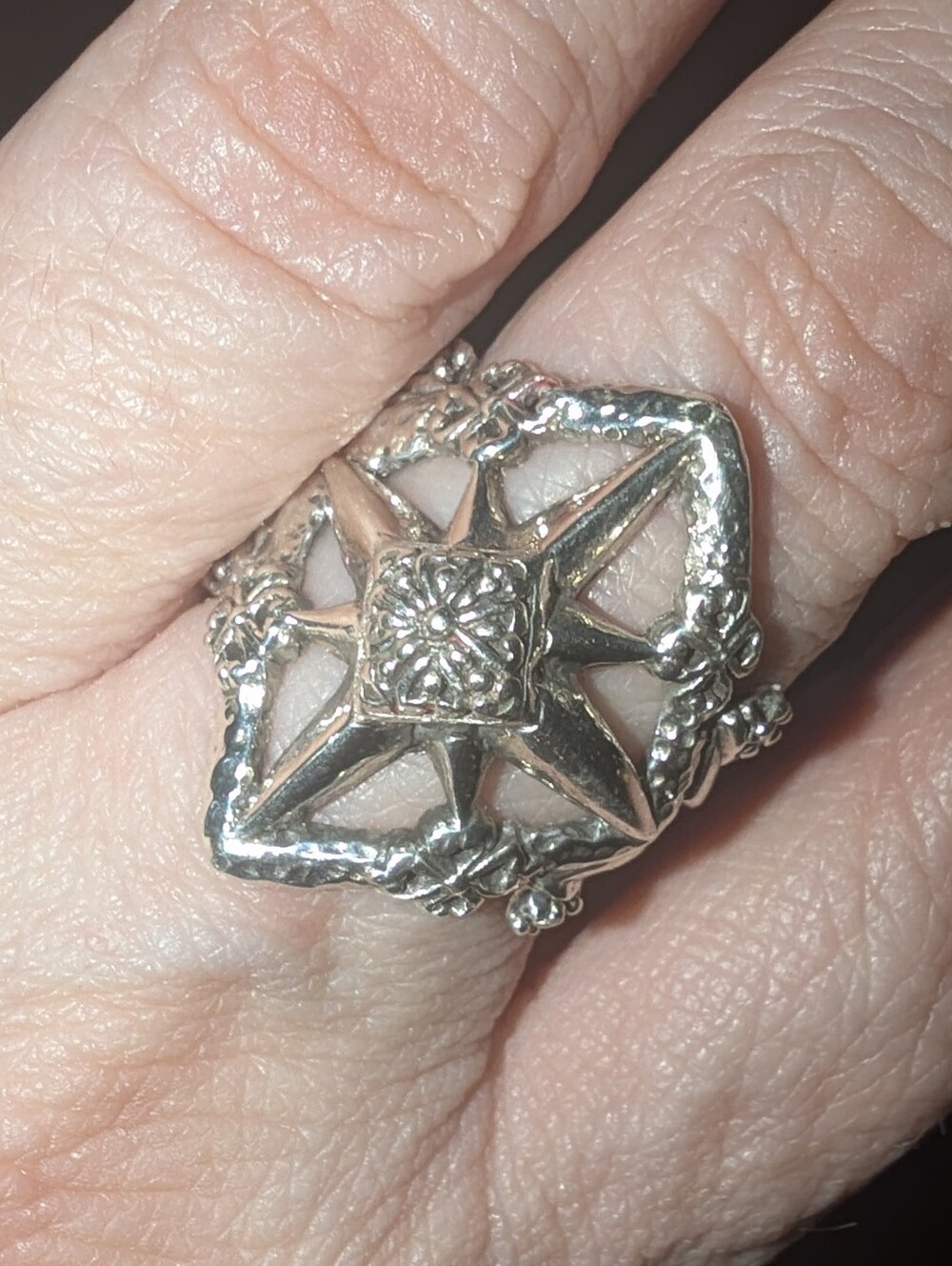 Vintage Retired Ornate SARDA Sterling Silver Filigree Style Ring: Size 8